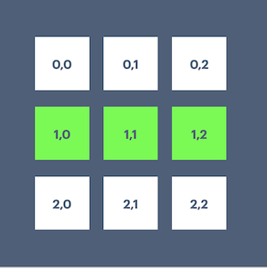 A Game of Life blinker pattern step 1